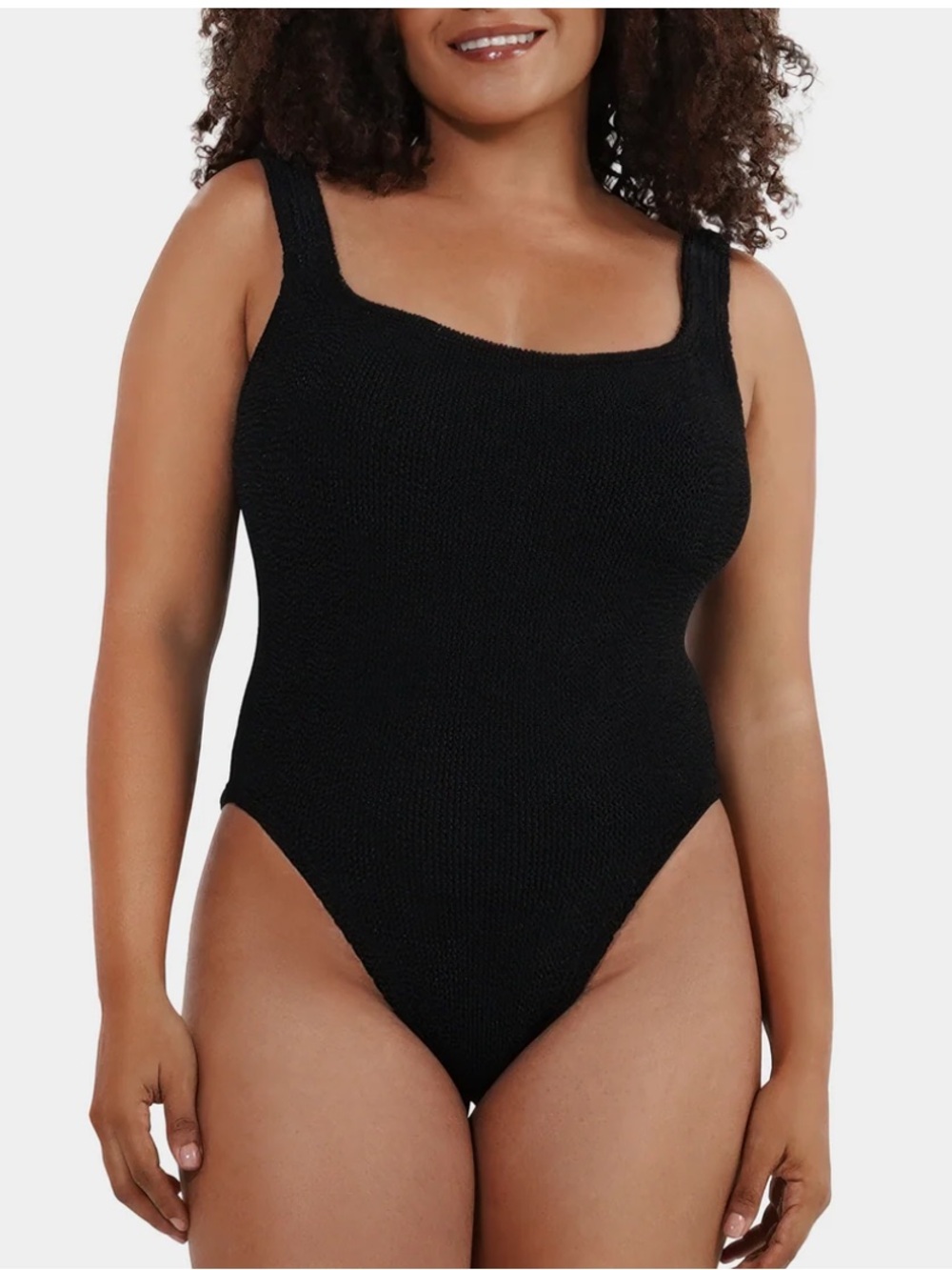 Maris & Sol Maternity One Size Luxe Crinkle Swimsuit Midnight Black